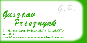gusztav prisznyak business card